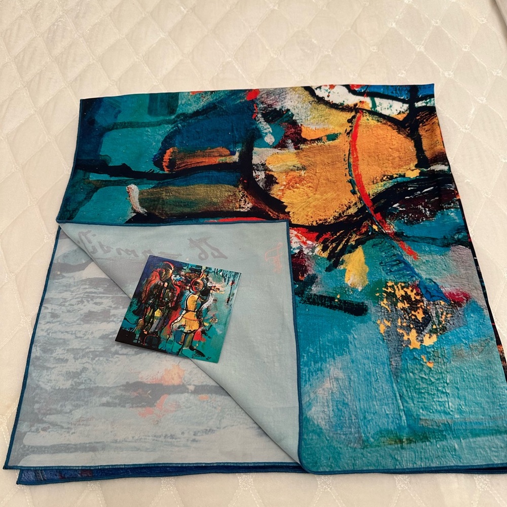 Abstract Multicolor Silk Scarf